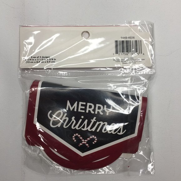 Merry Christmas Joy Candy Cane Set 10 Gift Bag Toppers Black Red Snowflake - Picture 4 of 6